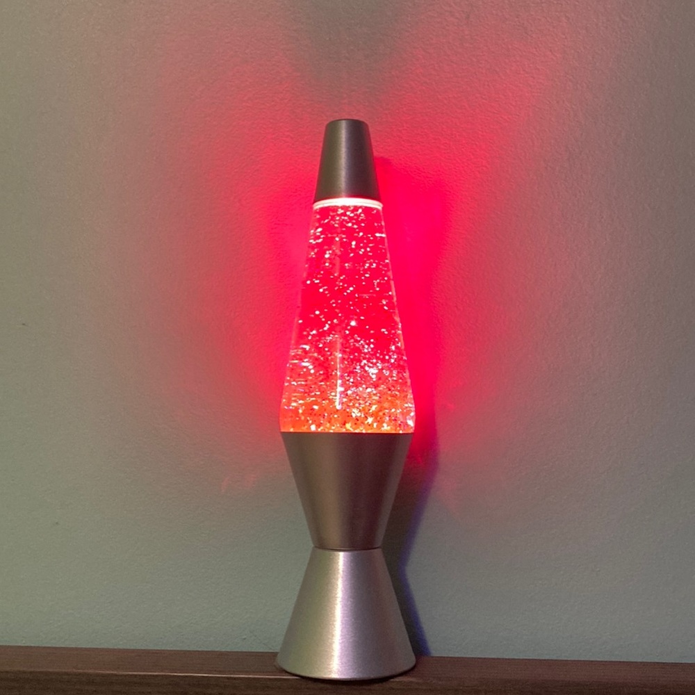 14.5 inch pink glittery lava lamp